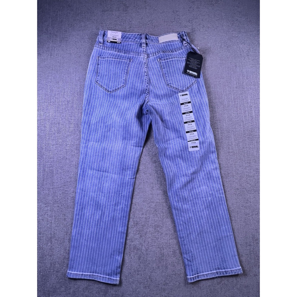 Rock & Roll‎ Jeans Women's 27x25 Straight Cropped Blue Pinstriped Stretch NWT - Picture 12 of 15